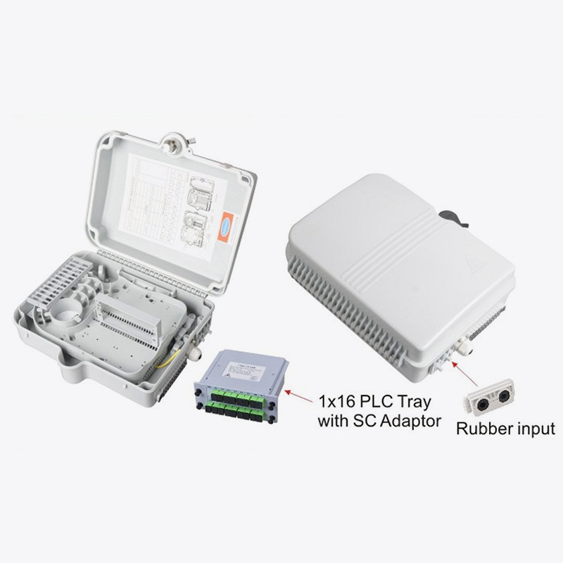Caja de distribución de fibra óptica de 16 núcleos T7-204B-PLC