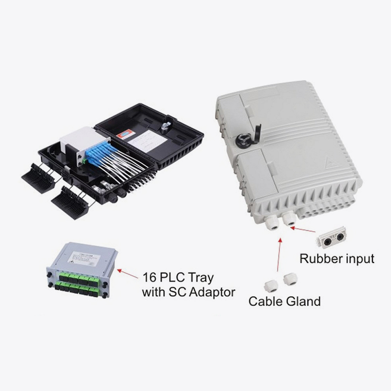 Caja de distribución de fibra óptica de 16 núcleos T7-206B-PLC