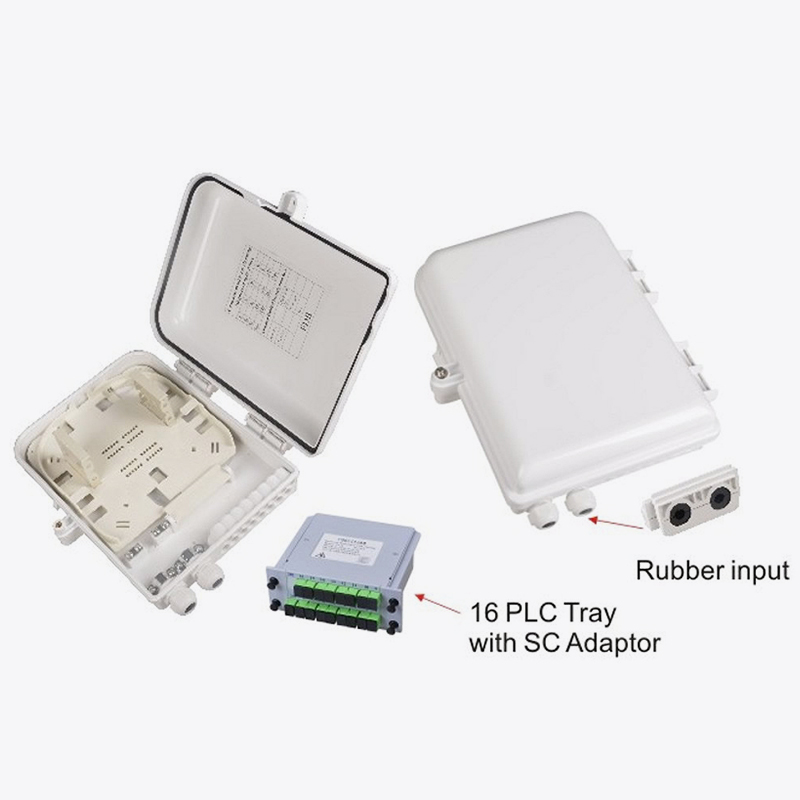 Caja de distribución de fibra óptica de 16 núcleos T7-225B-PLC